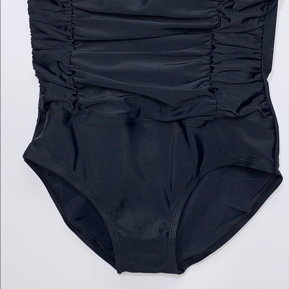 SHELY Black One Piece Cross Tummy Control Swimsuit - Picture 4 of 11